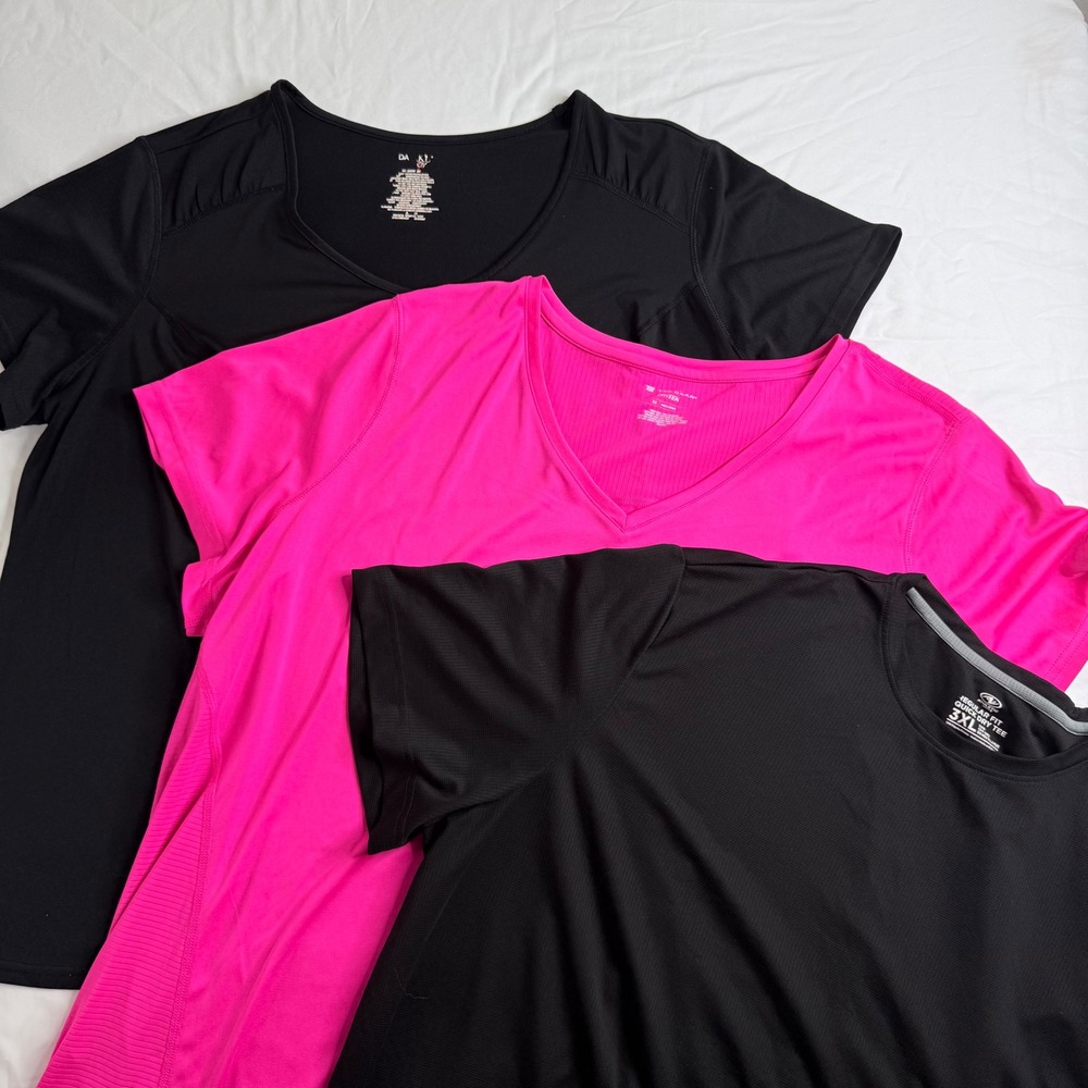 Lot of 3 Womens Plus Size 3X Activewear Tees Danskin Tek Gear Athletic Works